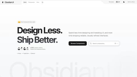 ObsidianUI - React & Tailwind CSS Components Library